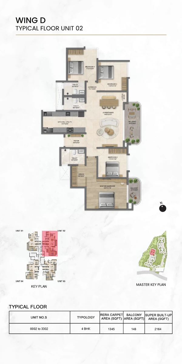 Preview of the Solcrest 4 BHK typical floor unit plan